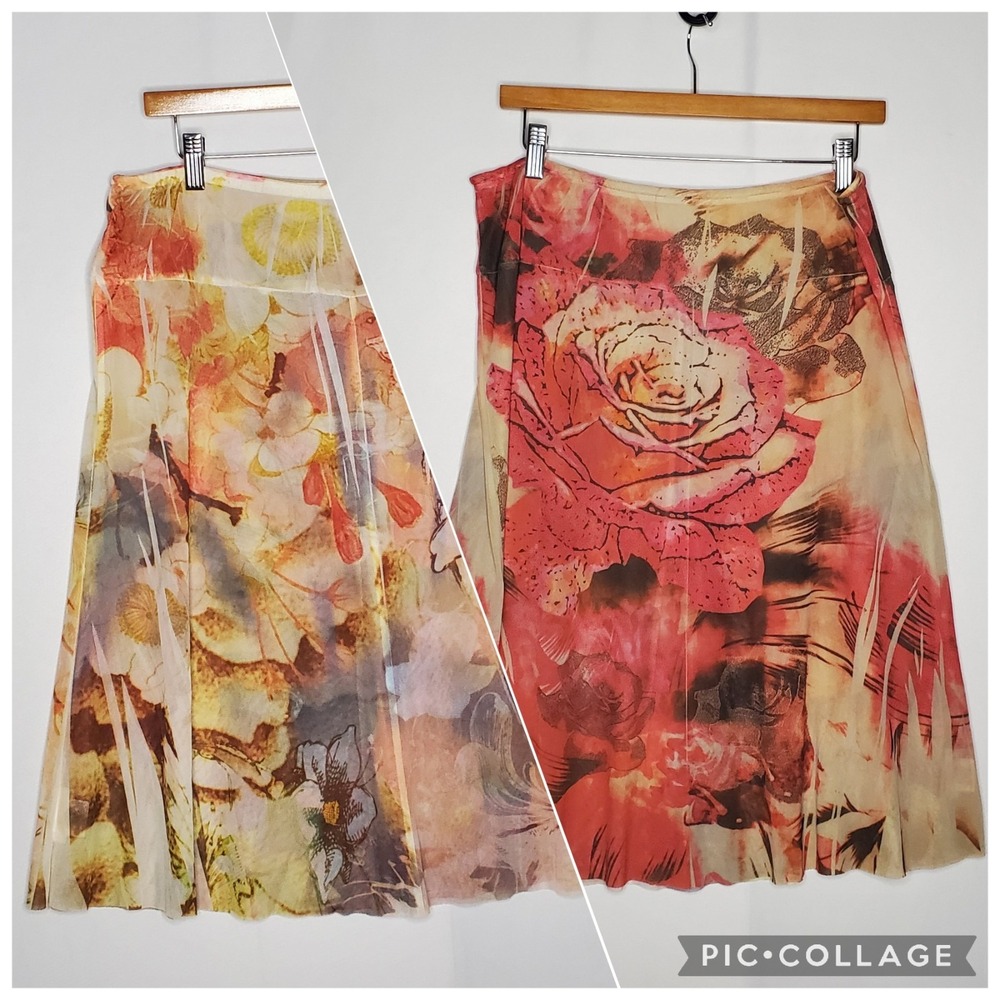 Vintage Y2K Mesh Skirt Large Layered Rose Fairy Whimsygoth Romantic Reversible